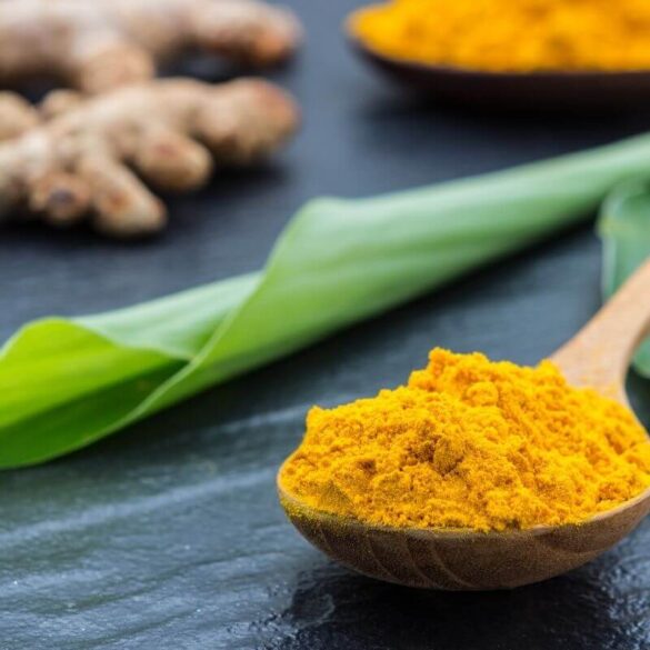 Siddha medicine - Image with turmeric, ginger, and a leaf