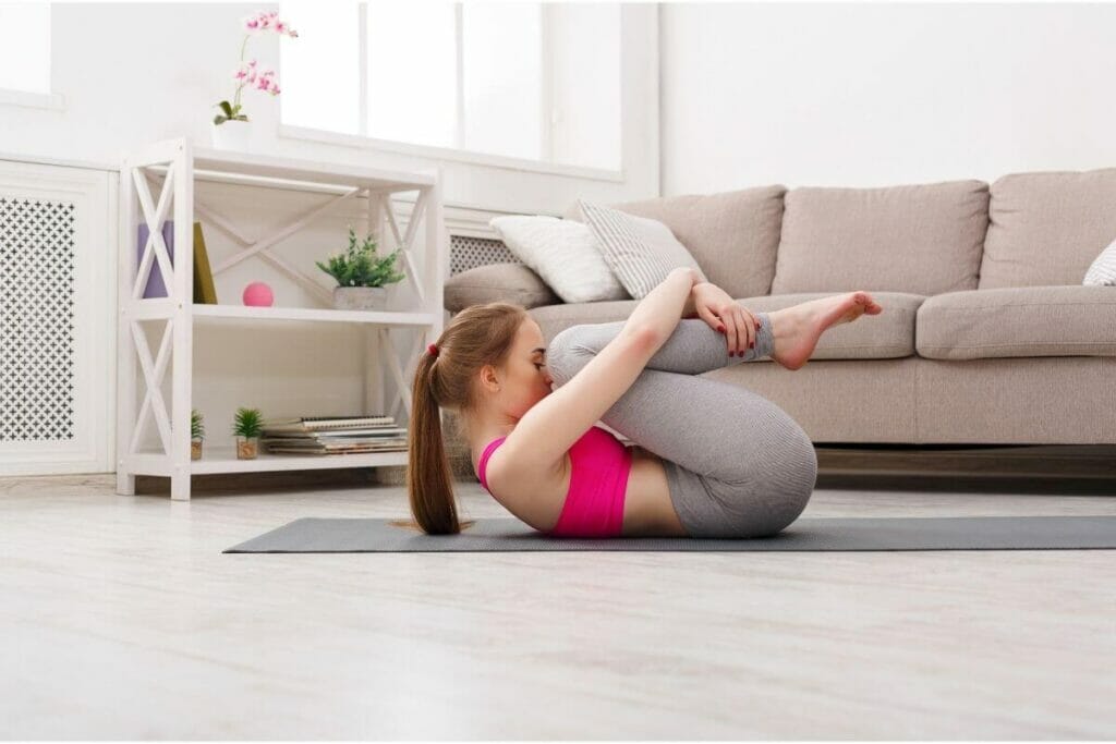 Wind relieving pose in yoga for constipation relief