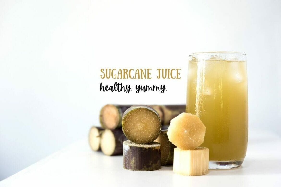 Image containing sugarcane pieces and sugar cane juice