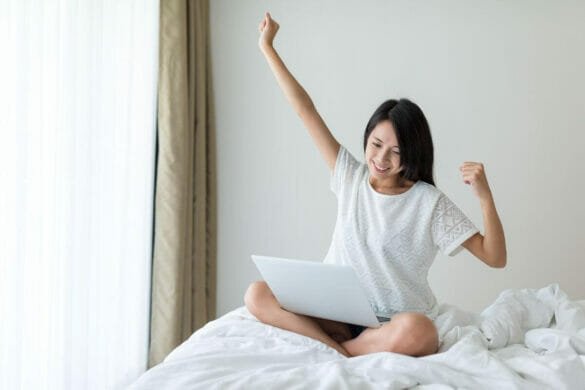 Happy woman working