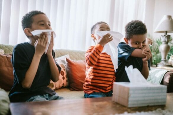 Image of three children with cough