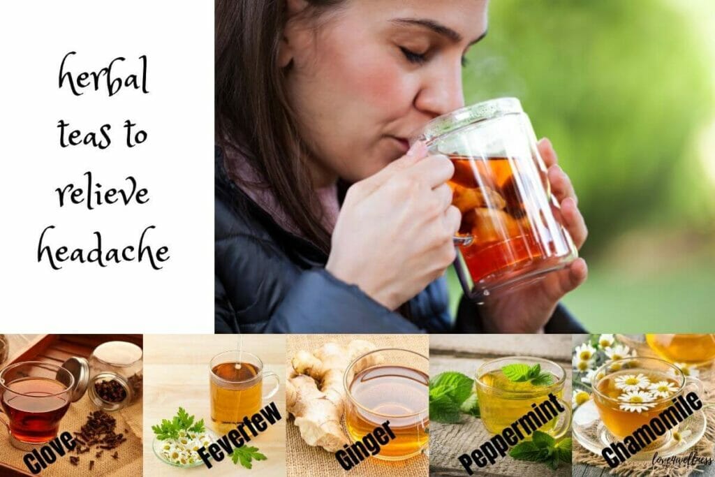 Assortment of Herbal teas and a woman drinking herbal tea