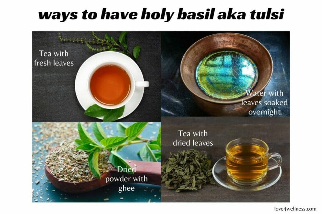 Infographic - Different ways to consume tulsi aka holy basil for health