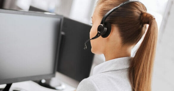 Woman assisting at mental health helpline