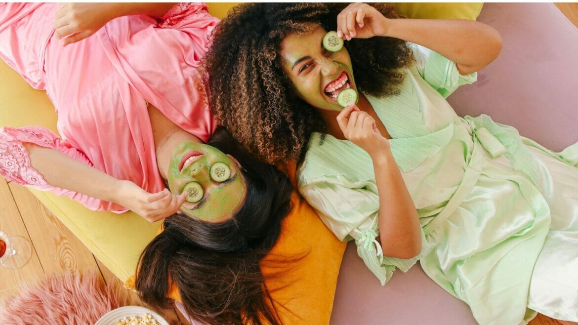 Image of two young women with facial mask to enhance skin health
