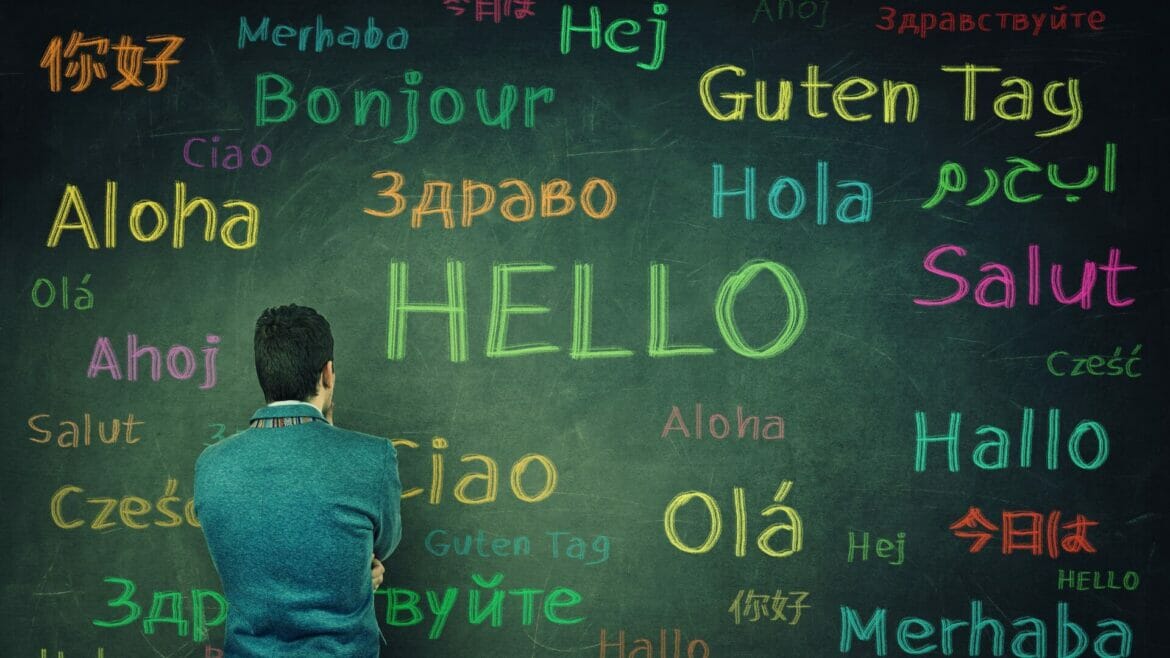 Illustrated Concept of a man learning a new language