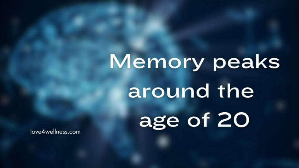 Age at which memory reaches its peak