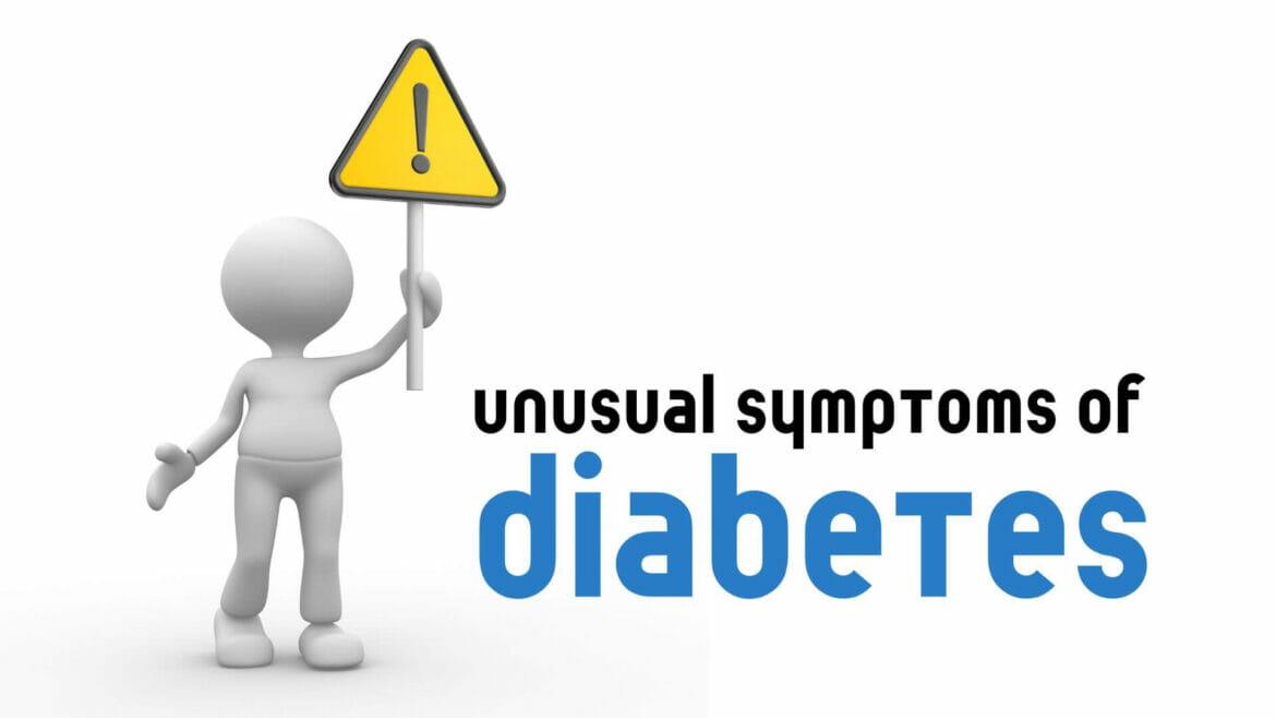 Image with text 'Unusual symptoms of diabetes'