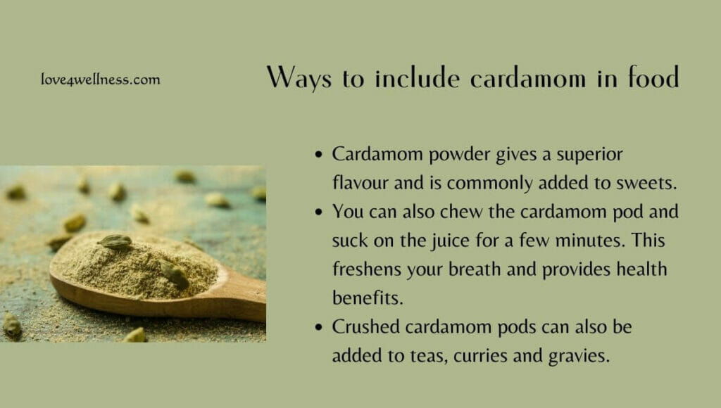 Infographic: Ways to add the spice cardamom to food for health