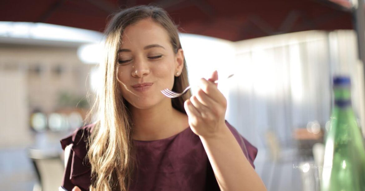 Image of a woman eating