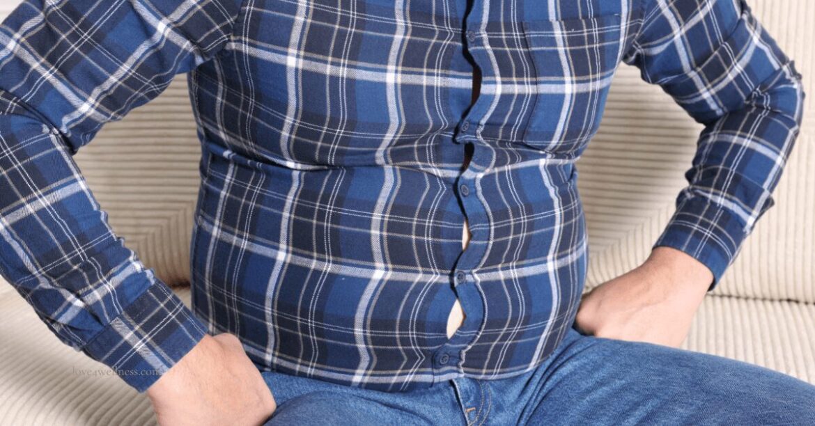 Man in 40s with abdominal fat