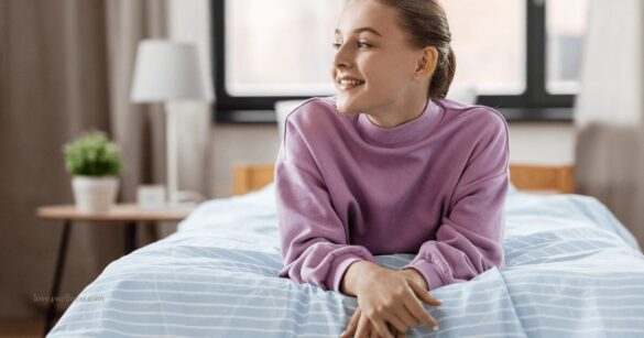 Image of a teen in her room: Representing teen tendency to pull away from parents